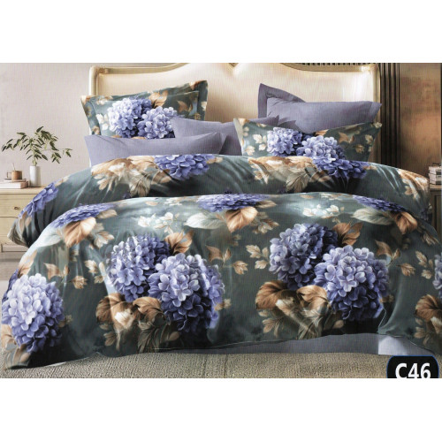 Pościel 3D Satyna Bawełniana 160x200 Z Prześcieradem Kwiaty Hortensje