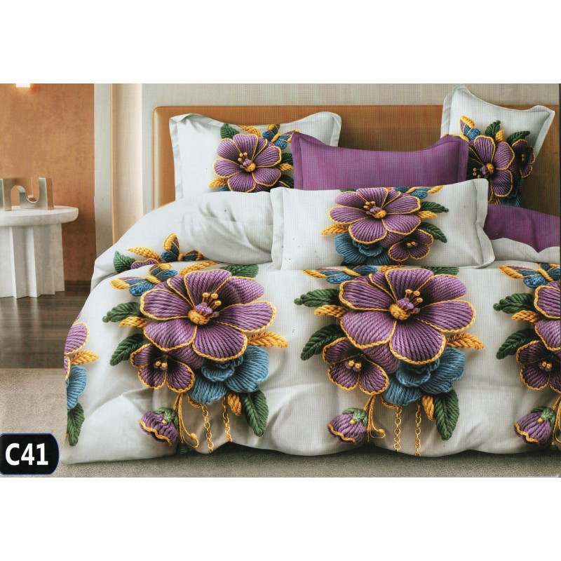 Pościel 3D Satyna Bawełniana 160x200 Z Prześcieradłem Piękne Kwiaty