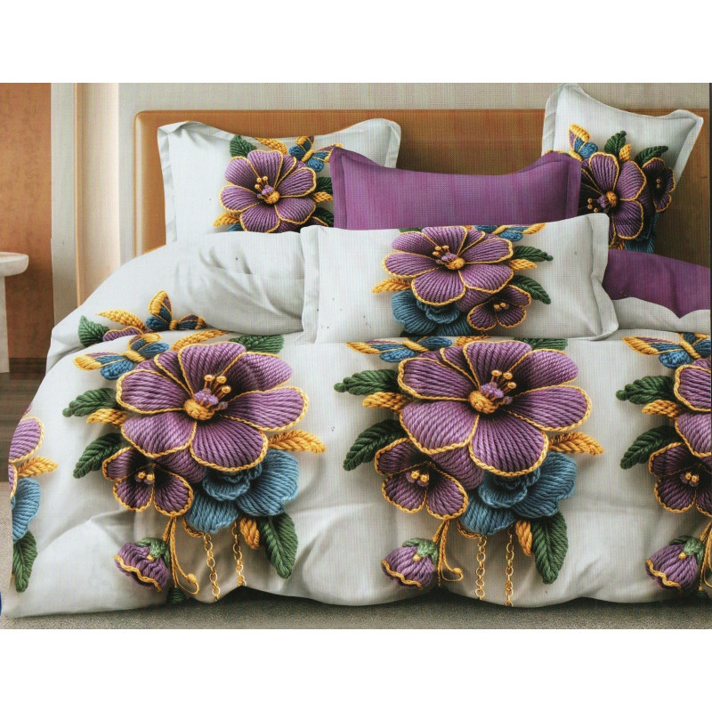 Pościel 3D Satyna Bawełniana 160x200 Z Prześcieradłem Piękne Kwiaty