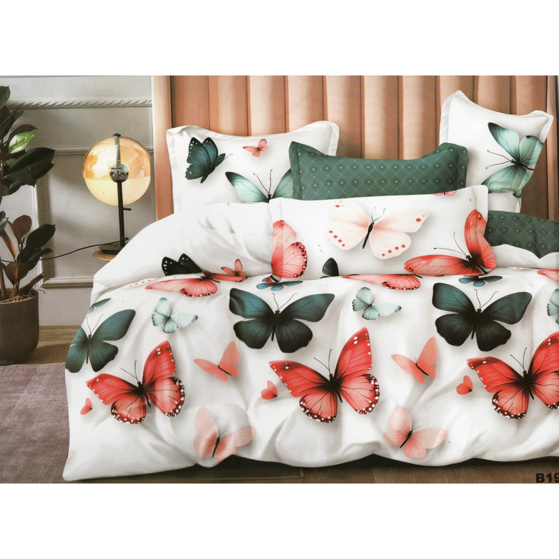 Pościel 3D Satyna Bawełniana 160x200 Z Prześcieradłem Motyle