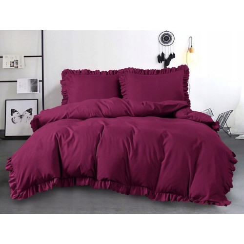 Pościel Z Falbanką Mikrofibra Cotton World 160x200 3cz Amarantowa