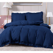 Pościel Z Falbanką Mikrofibra Cotton World 160x200 3cz Granatowa