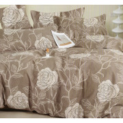 Pościel 160x200 Dwustronna Bawełna Satynowa Collection World Beżowa Ró...