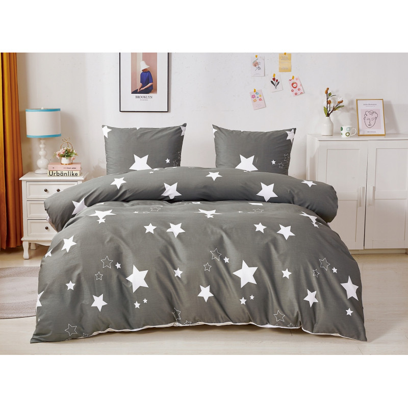 Pościel 160x200 Dwustronna Bawełna Satynowa Collection World Szara Gwi...