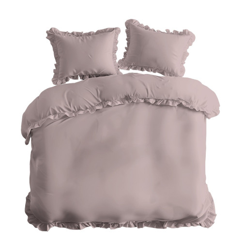 Pościel Z Falbaną 160x200 100% Bawełna Detexpol Pure Pudrowy Róż