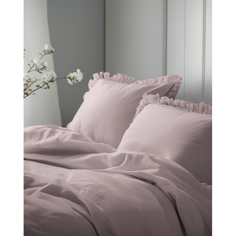 Pościel Z Falbaną 160x200 100% Bawełna Detexpol Pure Pudrowy Róż