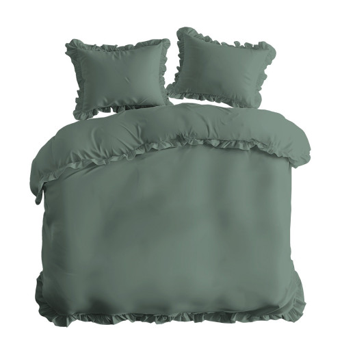 Pościel Z Falbaną 160x200 100% Bawełna Detexpol Pure Miętowa