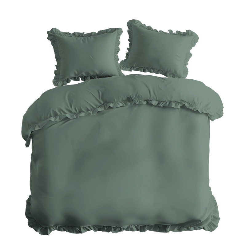 Pościel Z Falbaną 160x200 100% Bawełna Detexpol Pure Miętowa