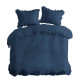 Pościel Z Falbaną 160x200 100% Bawełna Detexpol Pure Granatowa