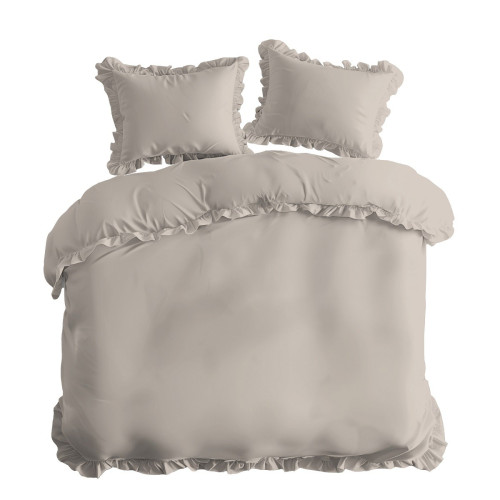 Pościel Z Falbaną 220x200 100% Bawełna Detexpol Pure Beżowa