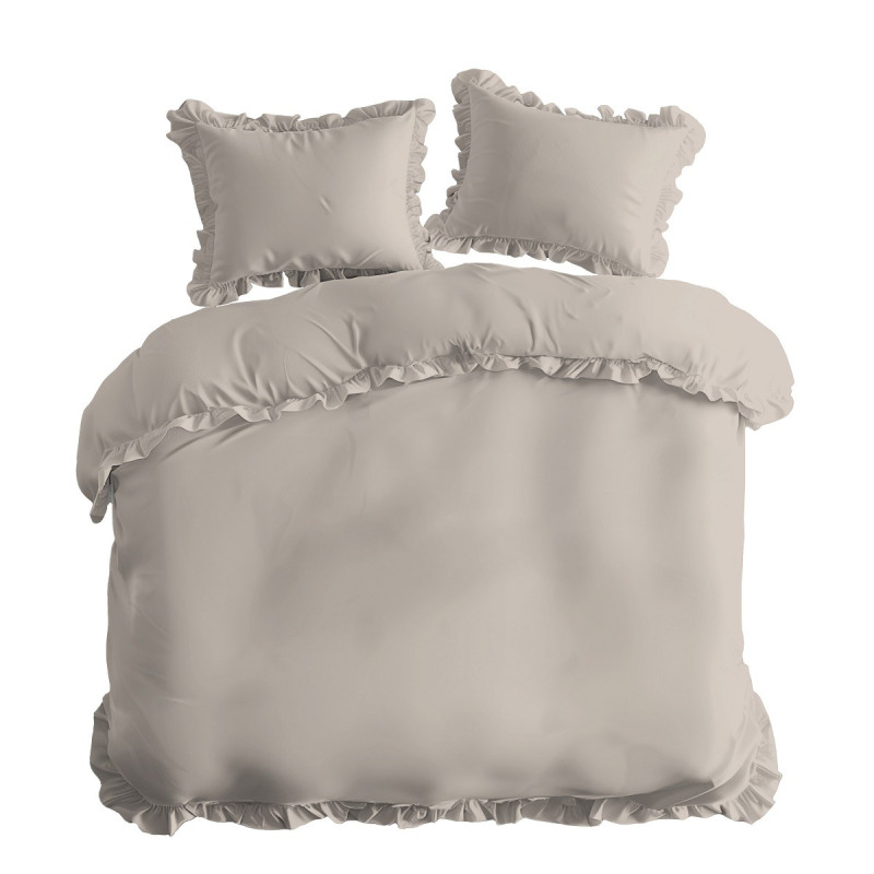 Pościel Z Falbaną 220x200 100% Bawełna Detexpol Pure Beżowa