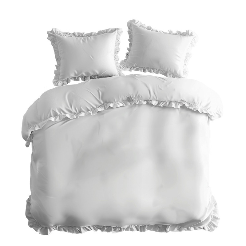 Pościel Z Falbaną 220x200 100% Bawełna Detexpol Pure Biała