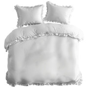 Pościel Z Falbaną 220x200 100% Bawełna Detexpol Pure Biała