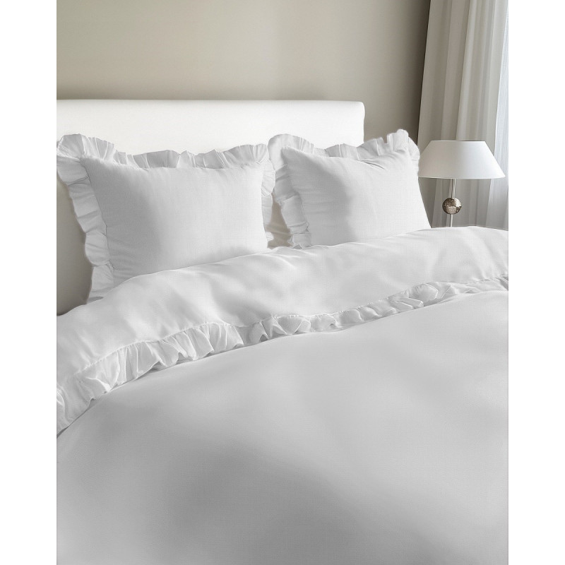 Pościel Z Falbaną 220x200 100% Bawełna Detexpol Pure Biała