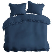 Pościel Z Falbaną 220x200 100% Bawełna Detexpol Pure Granatowa