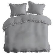 Pościel Z Falbaną 220x200 100% Bawełna Detexpol Pure Jasnoszara