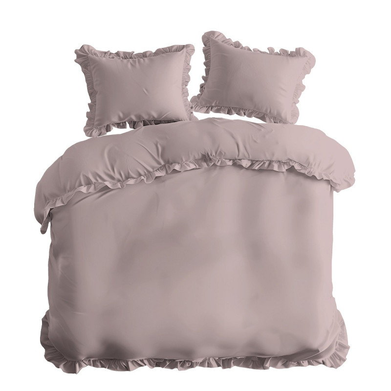 Pościel Z Falbaną 220x200 100% Bawełna Detexpol Pure Pudrowy Róż