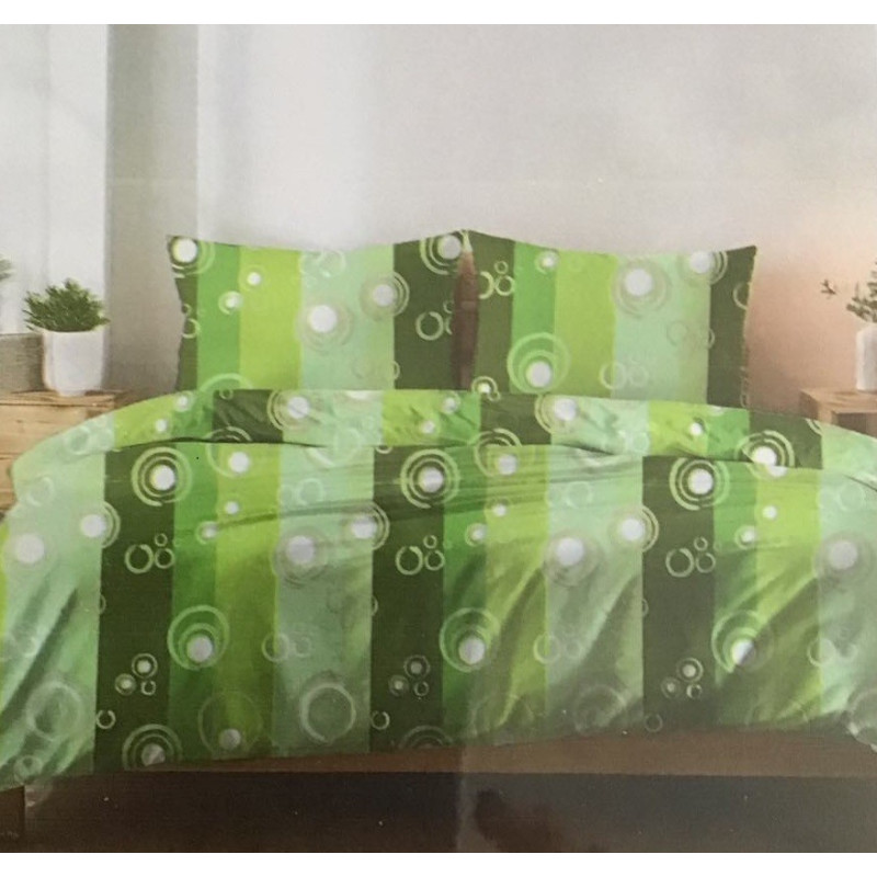 Komplet Pościeli Z Kory 100% Bawełna 160x200cm Zielona Koła