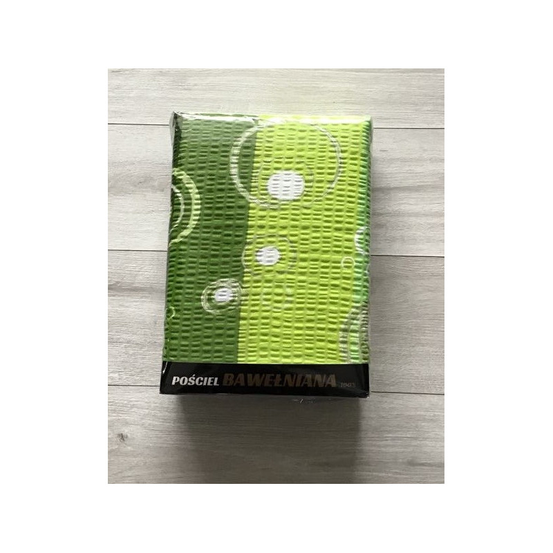 Komplet Pościeli Z Kory 100% Bawełna 160x200cm Zielona Koła