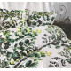 Komplet Pościeli Z Kory 100% Bawełna 220x200cm Zielone Liście Na Biały...