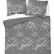 Pościel Detexpol 100% Bawełna 160x200 3cz 5752A Szara Kwiaty