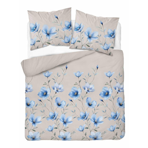 Pościel Detexpol 100% Bawełna 160x200 3cz 5752B Niebieskie Kwiaty