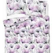 Pościel Detexpol 100% Bawełna 160x200 3cz 5762A Fioletowe Kwiaty