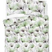 Pościel Detexpol 100% Bawełna 160x200 3cz 5762B Zielone Kwiaty