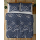 Pościel Detexpol 100% Bawełna 220x200 3cz 5751A Granatowa Kwiaty
