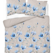 Pościel Detexpol 100% Bawełna 220x200 3cz 5752B Niebieskie Kwiaty