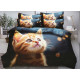 Pościel 3D Satyna Bawełniana 160x200 3cz Rudy Kot