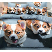 Pościel 3D Satyna Bawełniana 160x200 3cz Psy