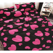 Pościel 3D Satyna Bawełniana 140/200 2cz Serca Różowe