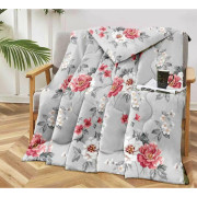 Kołdra Pikowana Cienka Na Lato 220x200cm Duże Kwiaty Na szarym