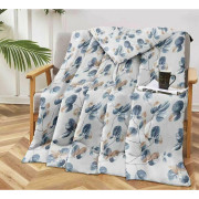 Kołdra Pikowana Cienka Na Lato 220x200cm Liście Niebieskie