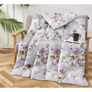 Kołdra Pikowana Cienka Na Lato 220x200cm Fioletowe Kwiaty