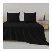 Prześcieradło 100% Bawełna   Cotton World Tradycyjne Bez Gumki 160x210cm Czarne