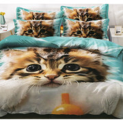 Pościel 3D Satyna Bawełniana 160/200 3cz Kot