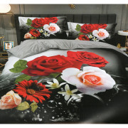 Pościel 3D Satyna Bawełniana 160/200 3cz Kwiaty