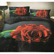Pościel 3D Satyna Bawełniana 160/200 3cz  Czerwona Róża