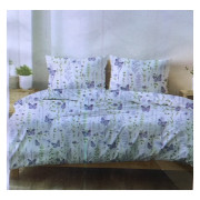 Komplet Pościeli Z Kory 100% Bawełna 220x200cm Kwiaty/Motylki Fiolet