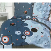 Komplet Pościeli Z Kory 100% Bawełna 220x200cm Koła Niebieskie