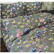 Komplet Pościeli Z Kory 100% Bawełna 220x200cm Kwiaty