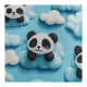 Pościel 3D Satyna Bawełniana 160x200 3cz Panda W Chmurach Niebieska