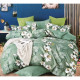 Pościel Z Flaneli 220x200 Z Prześcieradłem Zielona Kwiaty