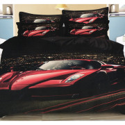 Pościel 3D Mikrofibra 140x200 3cz Czerwone Auto
