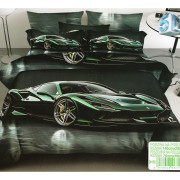 Pościel 3D Mikrofibra 140x200 2cz  Auto Zielone