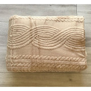 Koc Dwustronny Alpaka Sherpa 200x230cm Jasny Beż Warkocz