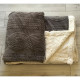 Koc Dwustronny Alpaka Sherpa 200x230cm Ciemny Szary Warkocz