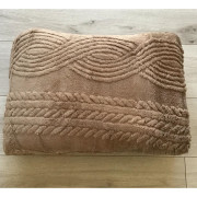 Koc Dwustronny Alpaka Sherpa 200x230cm Ciemny Beż Warkocz